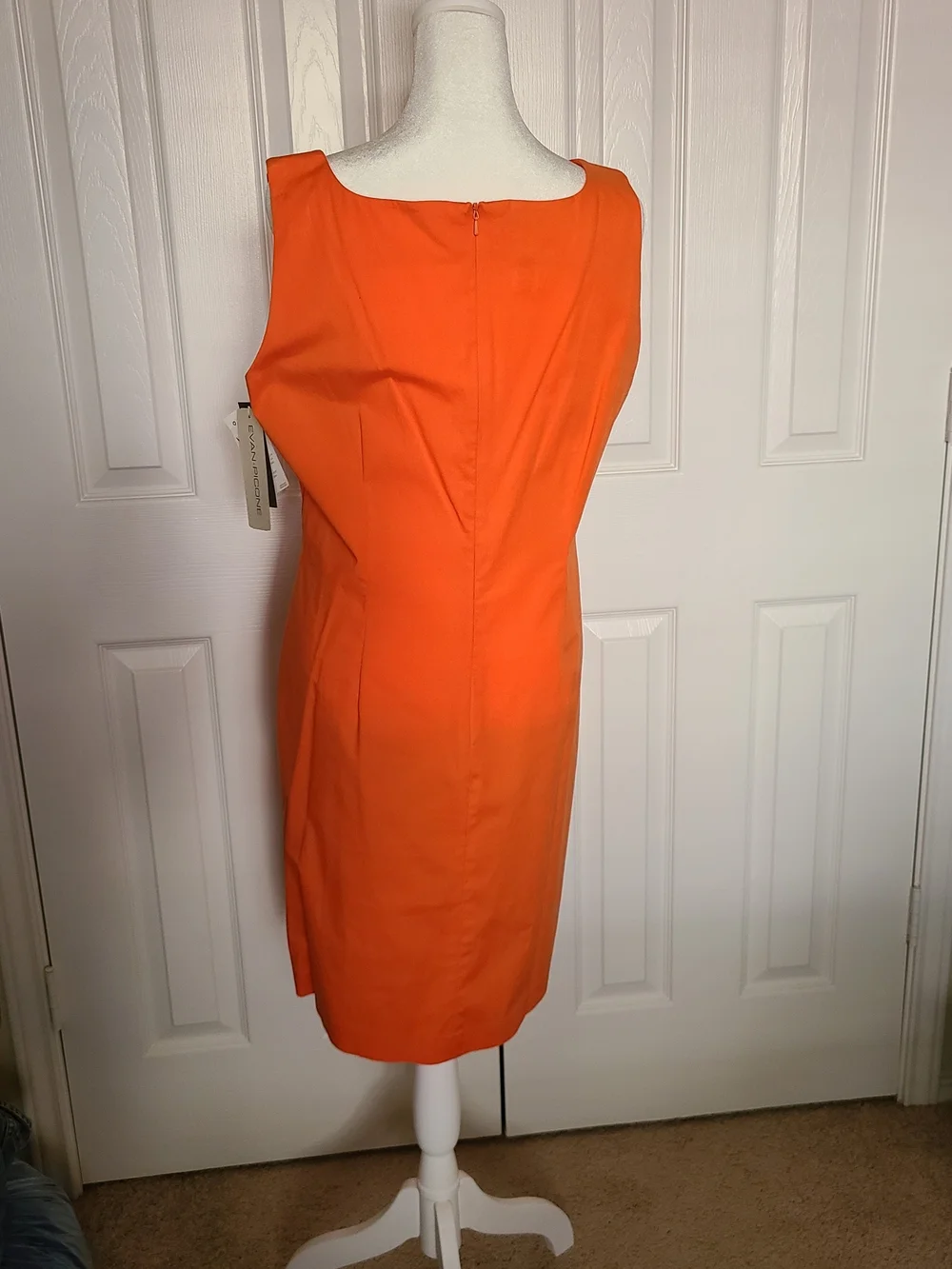 VTG NWT Evan Picone Orange Sleeveless Cotton Lycra Dress With Embridered Sweater